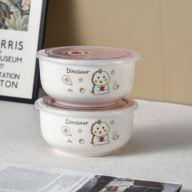 [Múltiples opcionales] cuenco de cerámica fresco cuenco de fideos de burbujas caja de almacenamiento de refrigerador microondas con cubierta sellada caja de almuerzo