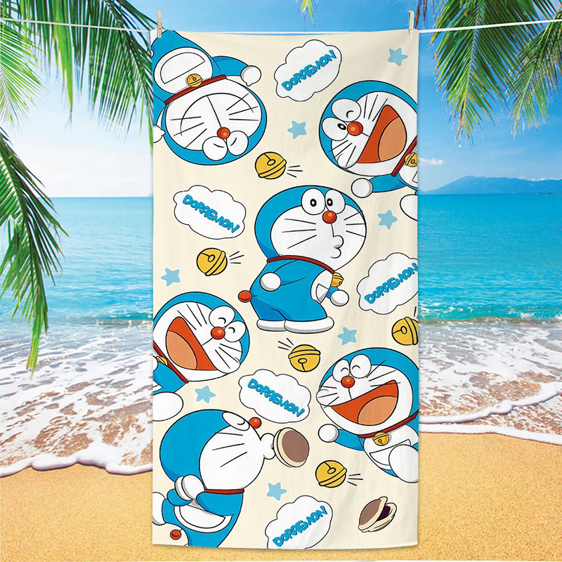 Cartoon Cute Robot Cat Microfiber Adult Bath Swimming Bath Towel Travel Portable Beach Towel Sports Towel