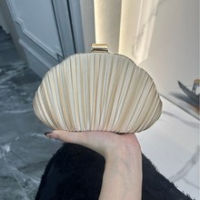 新品珍珠串高级感欧美褶皱名媛手提包礼服包派对百褶晚宴包手拿包