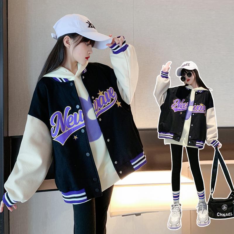 女童薄款外套春秋装洋气女孩棒球服韩版中儿大童时髦宽松外套上衣