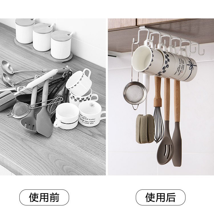 Armario de cocina de hierro gancho de cocina gancho de fila de cocina estante de almacenamiento montado en la pared percha de carga estante de almacenamiento de doble fila