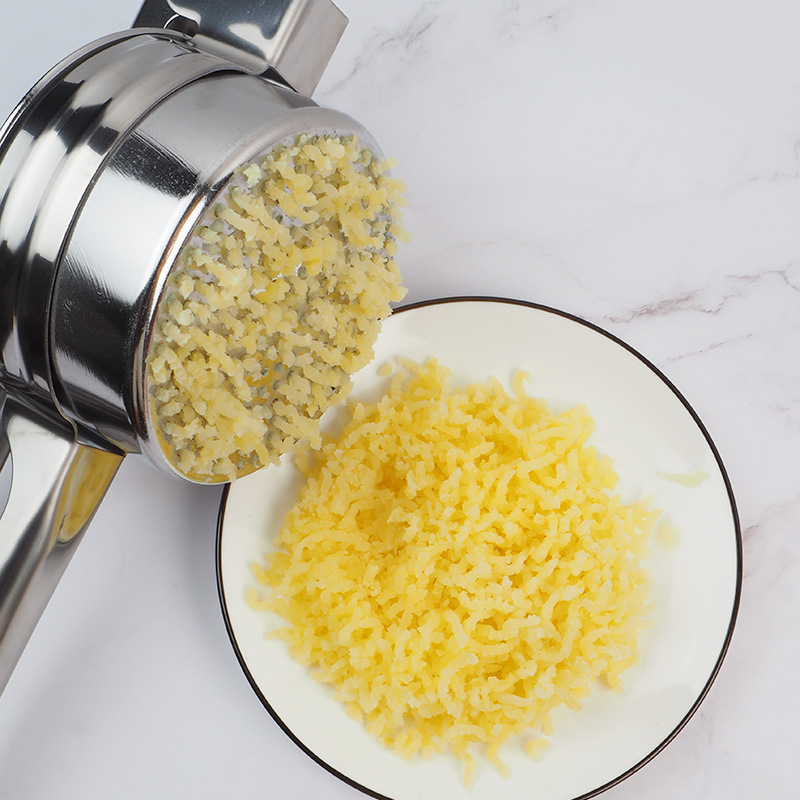 Fábrica en stock extra grande exprimidor prensa de ajo manual de acero inoxidable prensa de patata exprimidor multifunción exprimidor