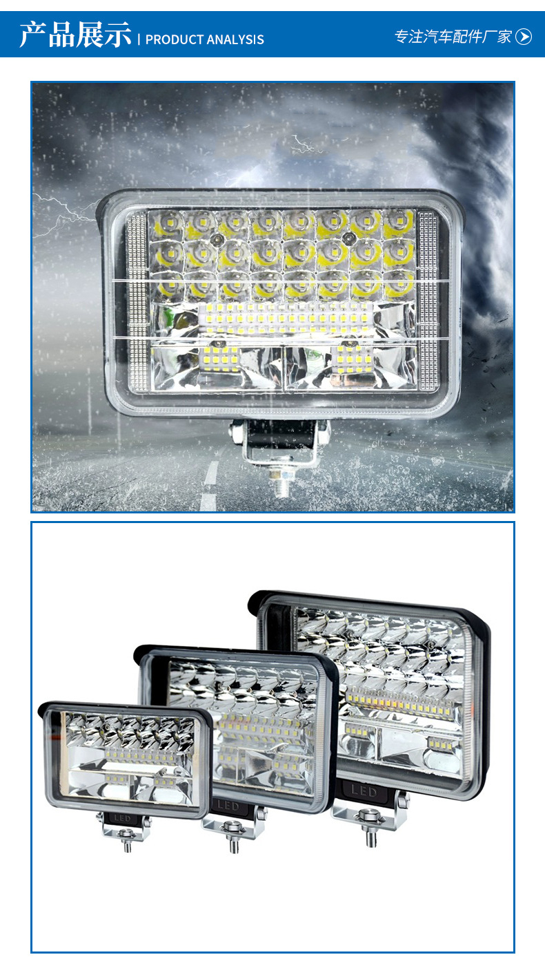 Car LED spotlight 12-80V car truck LED lamp far and near light one-click switching highlight energy-saving lamp wholesale
