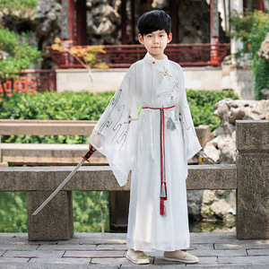 Chinese ancient children master tang suit Chinese wind Chinese Hanfu  costume clothing collar robes