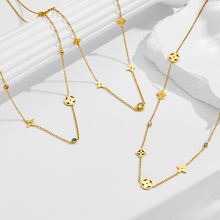 欧美跨境热销 轻奢小众设计花卉锁骨链轻奢百搭黄铜真金电镀颈链