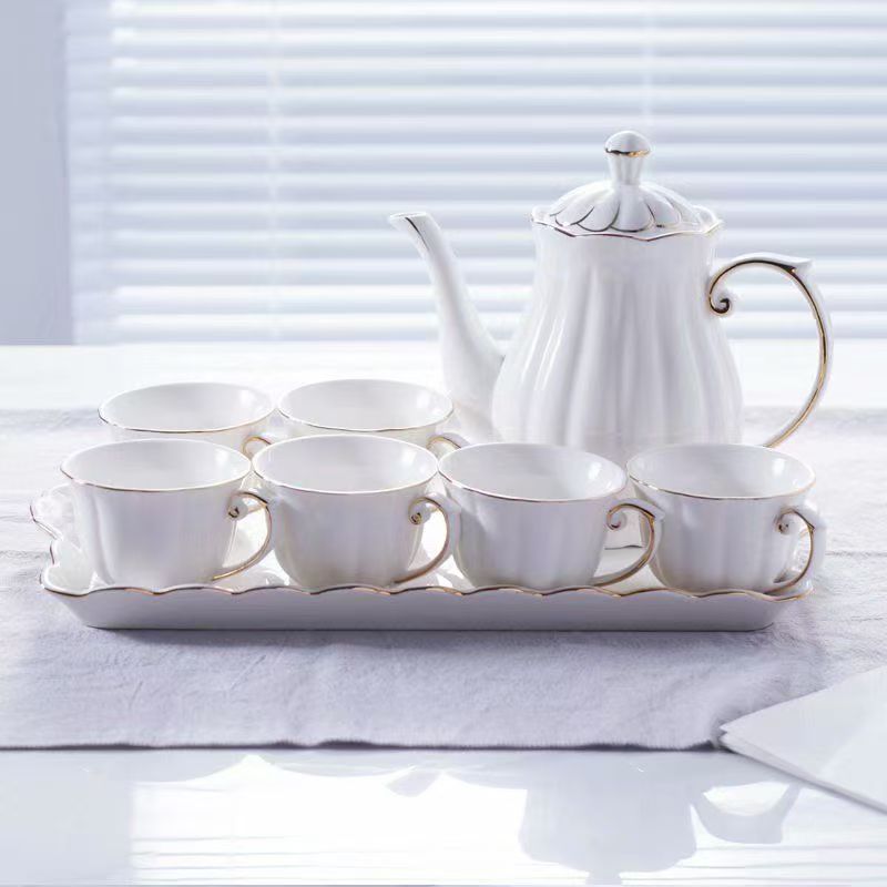 欧式轻奢水具乔迁茶具套装家用客厅茶杯杯子陶瓷水杯结婚杯具水壶|undefined