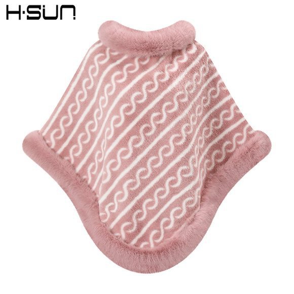 Capa tipo chal de otoño e invierno 2026, nueva bufanda de piel sintética de conejo, abrigo de punto para mujer, prenda exterior holgada y versátil. image 96