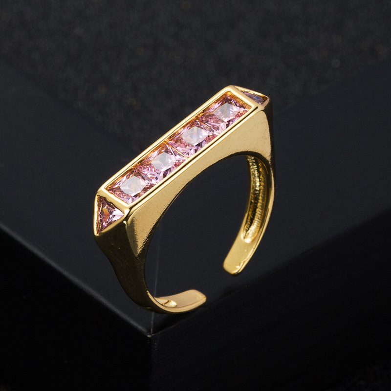 fashion copper microset zircon open rainbow ring hiphop tail ringpicture4