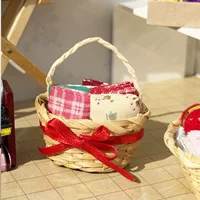 1:12 Кукольный домик мини-модель декоративная швейная сцена бант ткань маленькая корзина миниатюрная ткань корзина бамбук