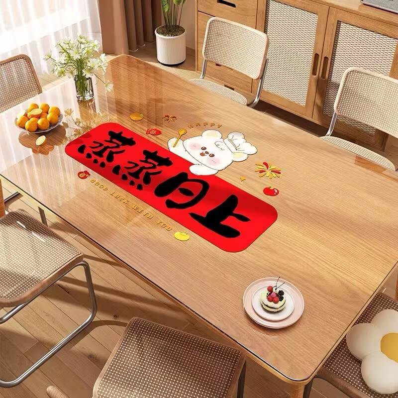 卡通可爱餐桌垫软玻璃桌布镂空茶几垫免洗防油防水网红桌面保护垫|undefined
