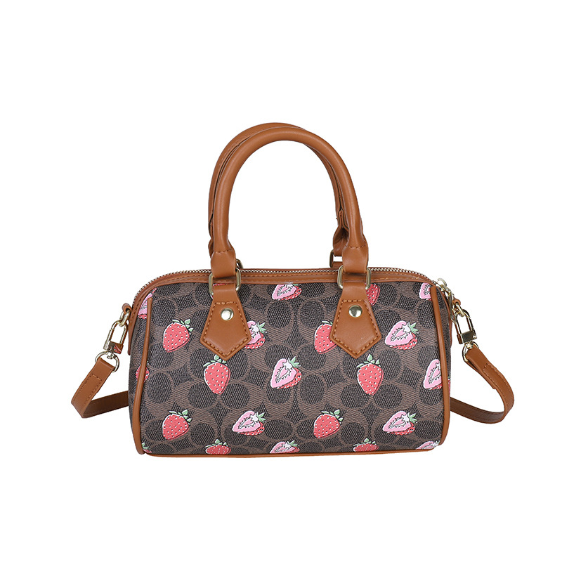 Bolso de diseño nicho lujoso portátil bolso de almohada de Boston nueva moda impresión de moda mochila de fresa