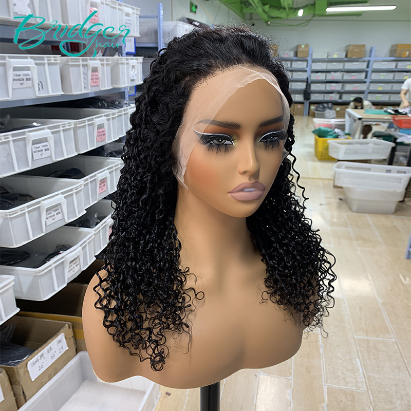 13*4 Stitching Headgear Pixie Curly Natural Color Human Hair Wig_voghion.com