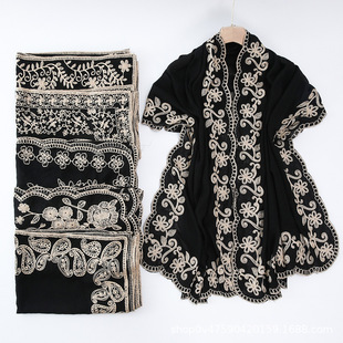 Popular Black Embroidered Scarf Women's Headscarf Manufacturer Wholesale