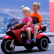 兒童電動摩托車可坐雙人炫酷燈光電動車批發小孩玩具車雙驅童車