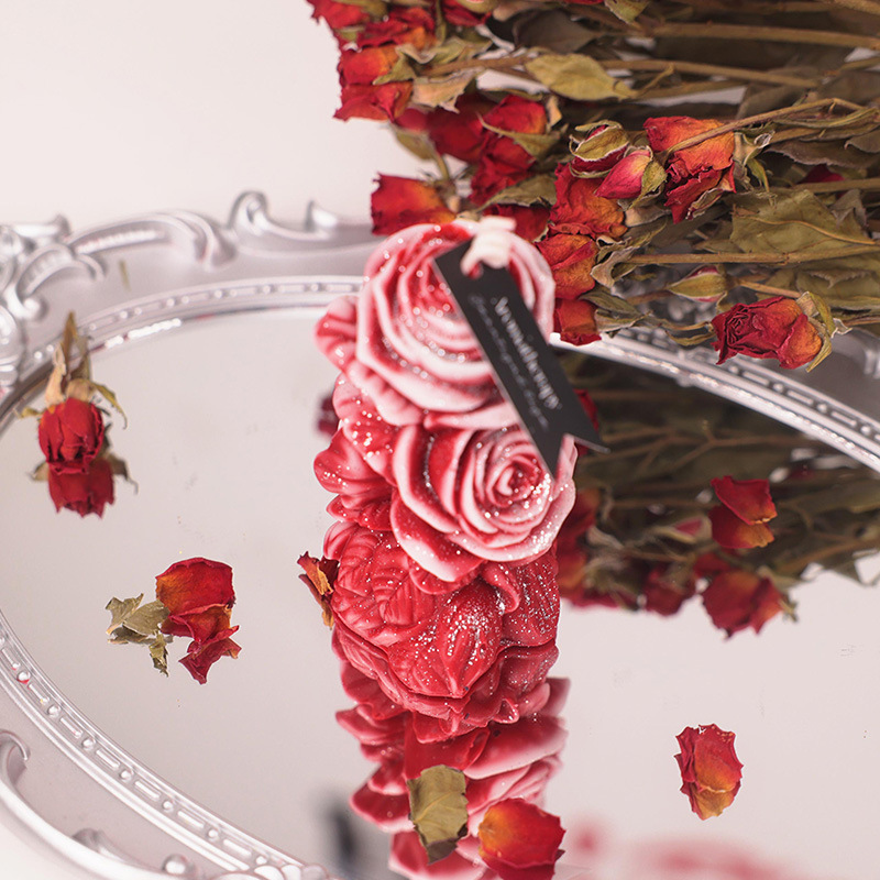 Dream Rose Cera a baja temperatura Patrón flotante Vela de columna tallada Vela de aromaterapia de bricolaje Accesorios fotográficos hechos a mano Regalo de viento ins
