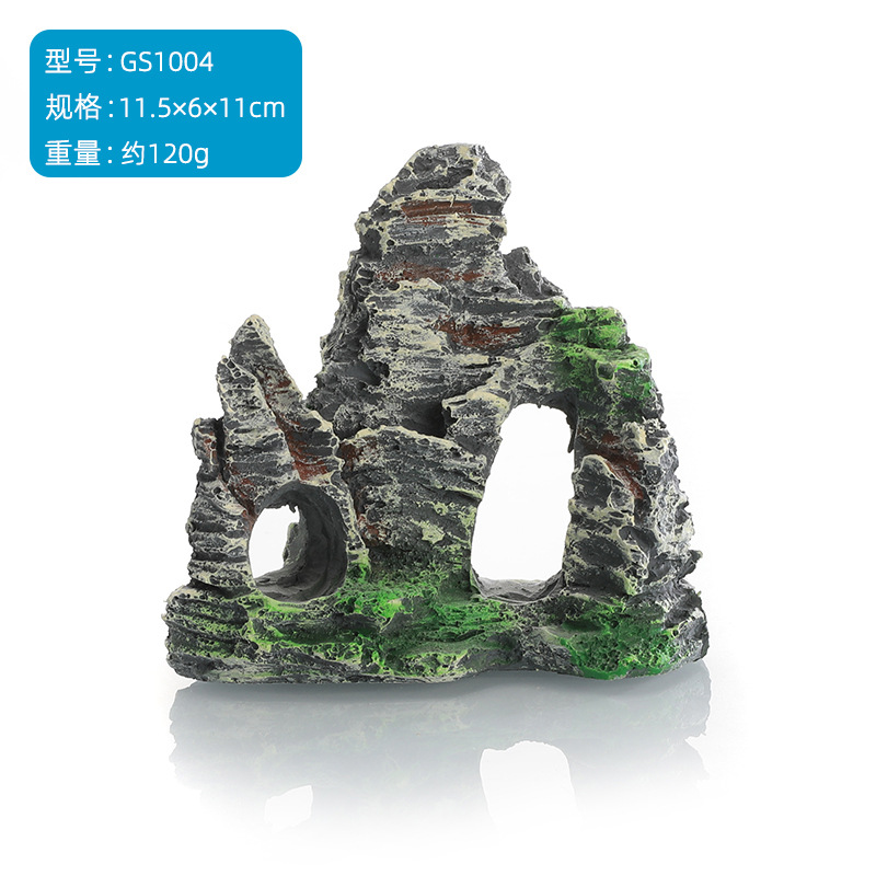 Decoración de paisajismo de pecera, simulación de acuario de rocalla de resina, pequeña rocalla, artesanías para el hogar, adornos de agujeros de refugio de peces y camarones