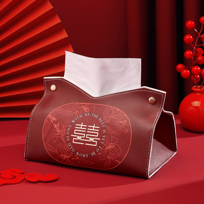 Nuevo estilo chino Caixa de dibujo creativa Caixa de dulces de boda caja de celebración roja Caixa de almacenamiento Caixa de toallas de celebración Dormitorio del automóvil