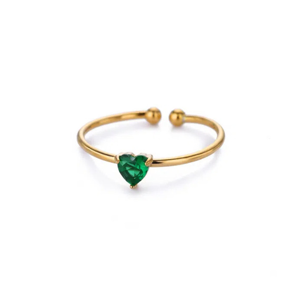 Ring with stone heart-shaped with zircon stainless steel
