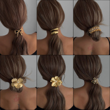 外贸爆款发饰欧美风跨境高级感马尾辫发圈时尚蝴蝶结合金头饰发绳