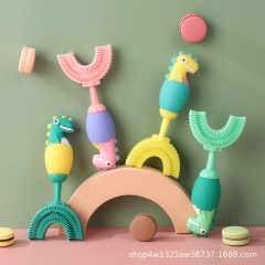 幼児と幼児のシリコーン U 字型トレーニング歯ブラシ食品グレード pp 素材柔らかい毛抗爆発毛デザイン子供の漫画歯ブラシ