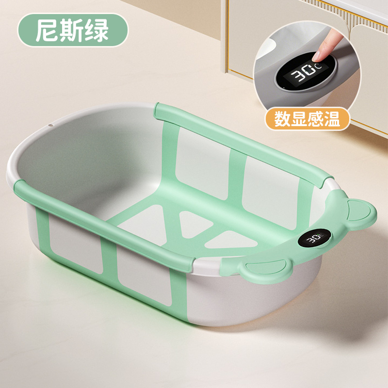 Ventas transfronterizas calientes de pequeño volumen sensible a la temperatura bañera infantil bañera plegable para bebés se puede sentar y acostar productos neonatos