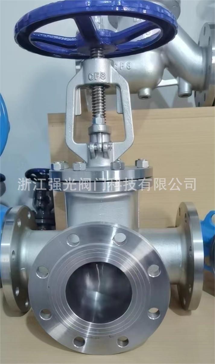 KJ43F-16P不锈钢抗生素三通截止阀，法兰抗生素截止阀