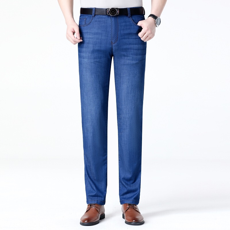 Brand High-End Jeans for Men in Spring and Summer Thin Loose Straight High-Waisted Middle-Aged Dad Casual Long Pants for Delivery Brand High-End Jeans for Men in Spring and Summer Thin Loose Straight High-Waisted Middle-Aged Dad Casual Long Pants for Delivery