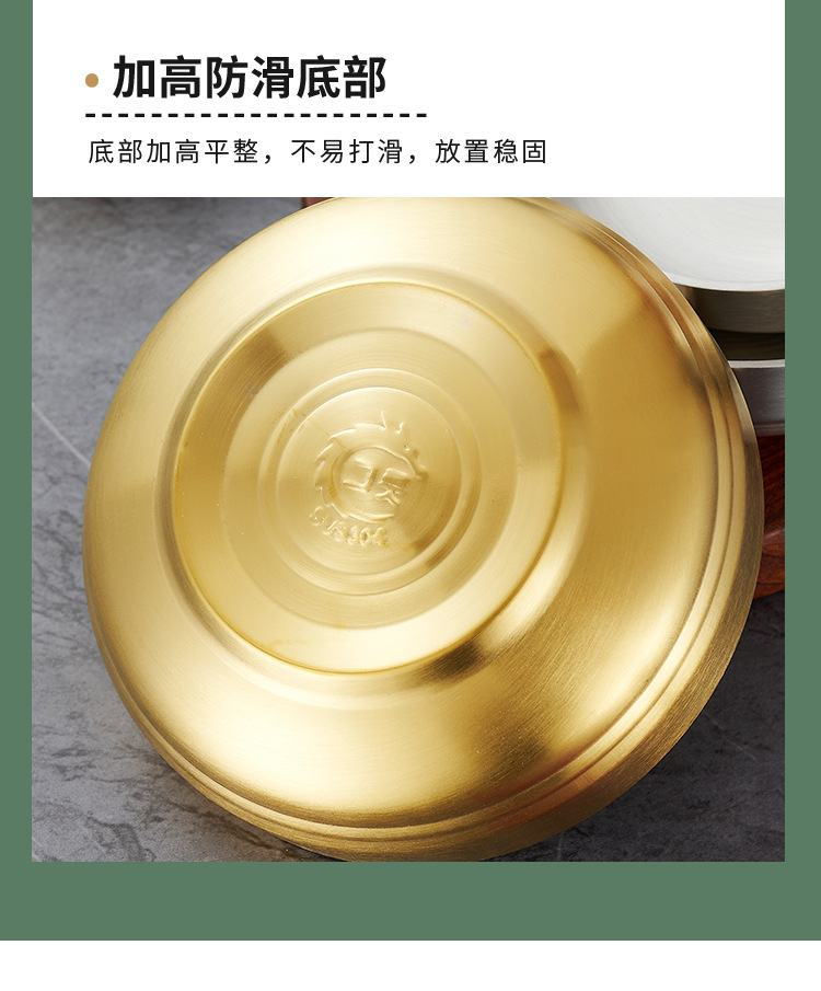 304不锈钢泡菜碟子餐厅凉菜料理餐碟金色米饭小碗韩式双层调料碟详情33