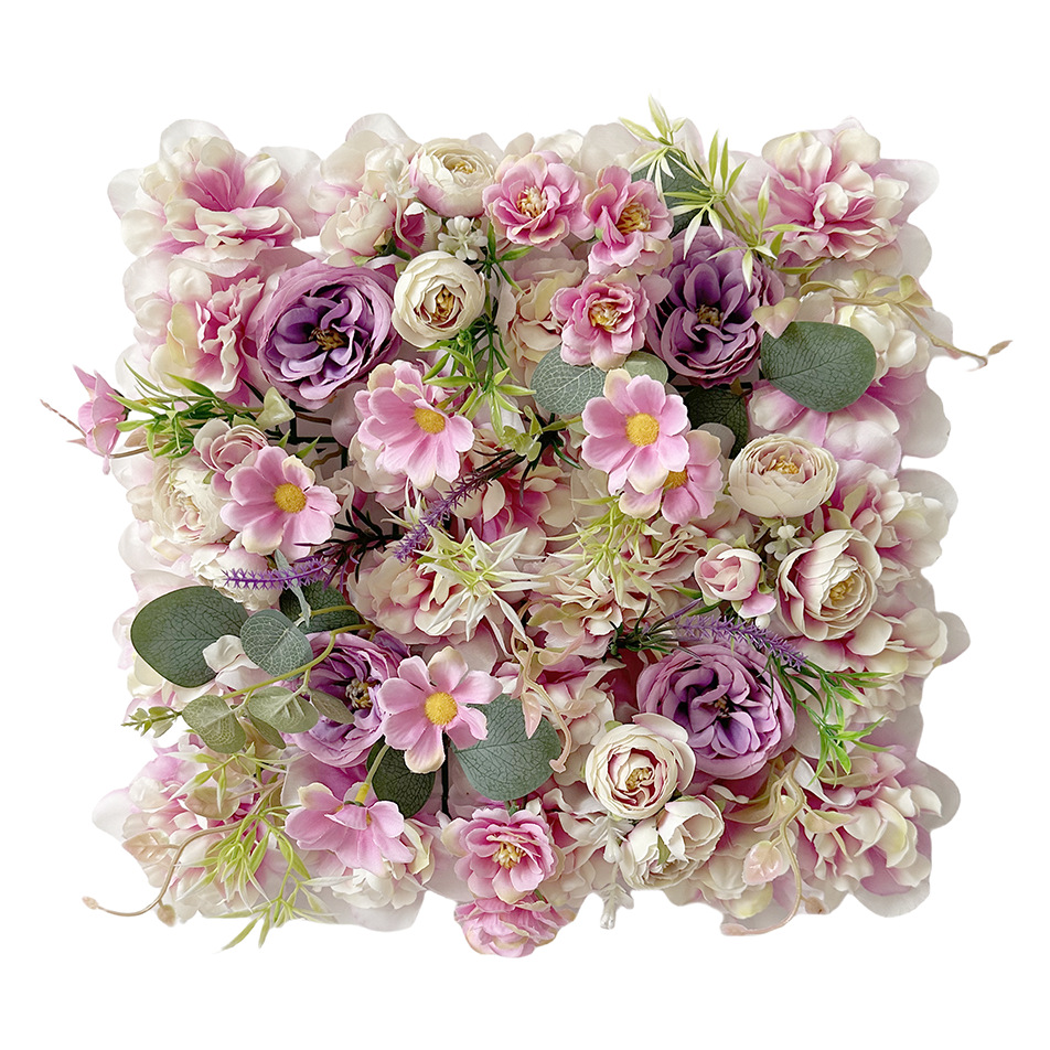 Decoración de boda transfronteriza pared de flores de simulación de flores de seda de jardín de Monet hortenida paisajismo diseño de fila de flores artificiales de alto nivel