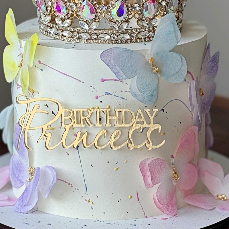 跨境ins风公主生日快乐亚克力蛋糕装饰女士生日女王蛋糕装饰|undefined
