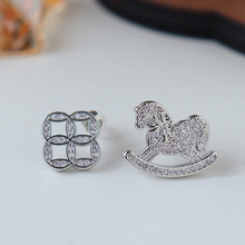 原创新款马上有钱花锆石耳钉高级感时尚精致轻奢气质百搭银针耳饰