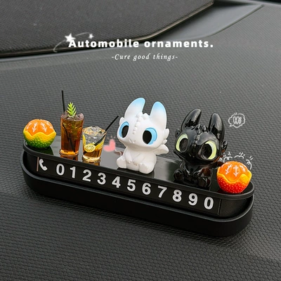 Nömrəli dayanma kartı New Model Toothless Kid Temporary - 2-black-and-white-dragons-ice-american-lemon-tea-2-oranges-mirror-parking-sign