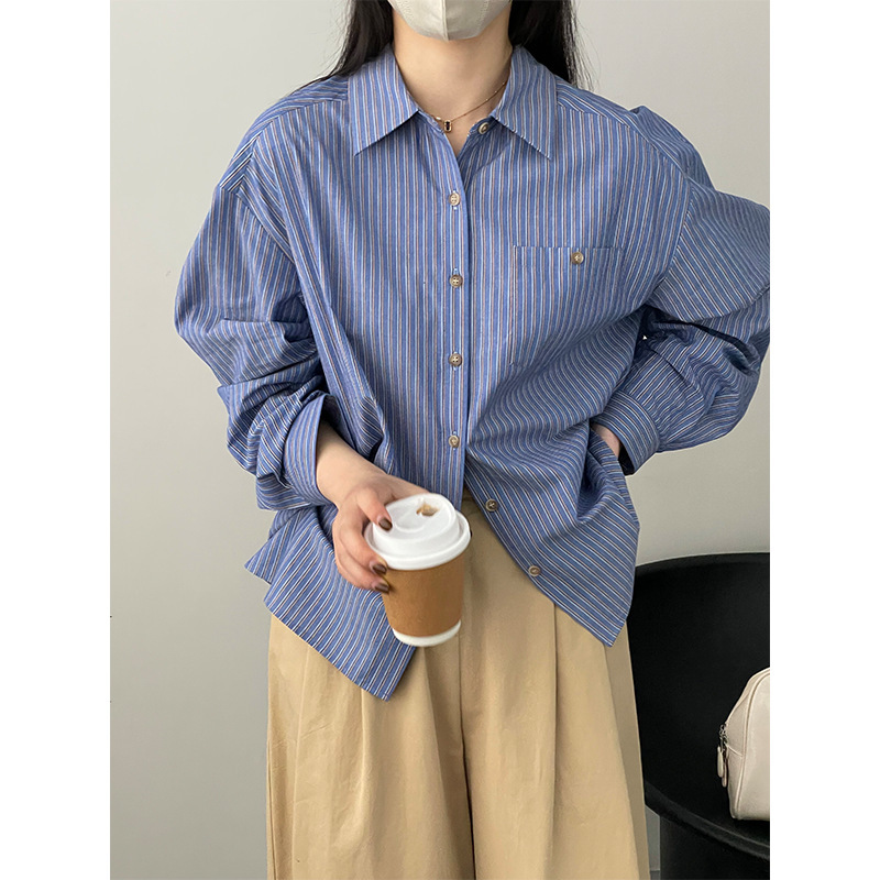 [Chistanchegxi] Shirt Women's Classic Versatile Loose Slimming Look Korean Style Long-Sleeved Top 2363 Tall and Fashionable Elegant