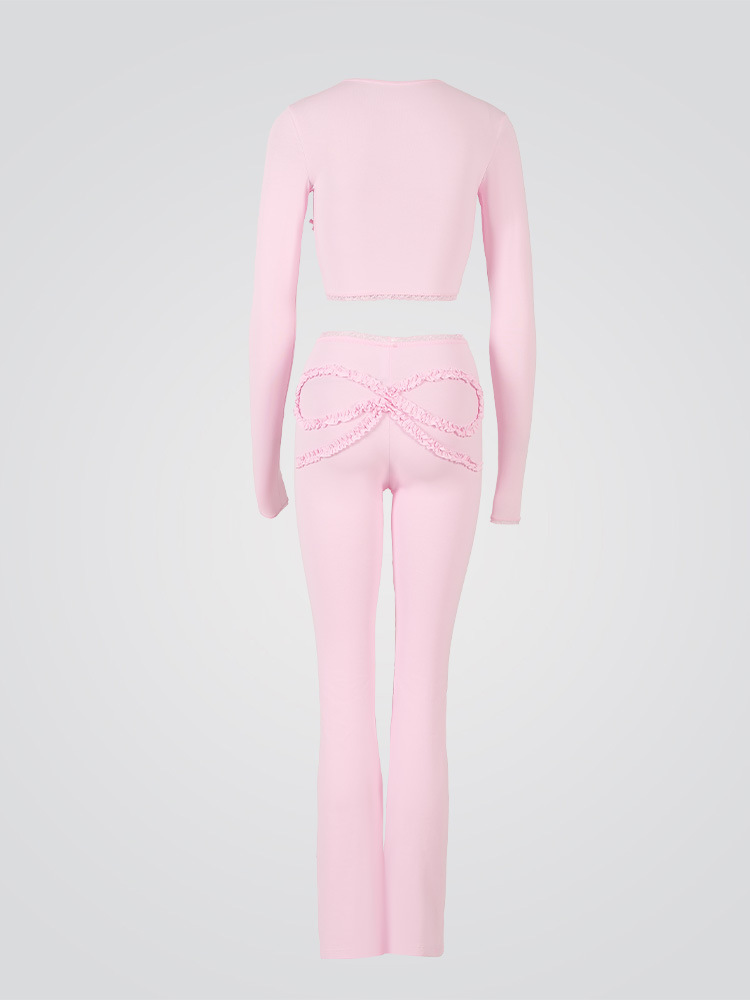 Dames set met high waist flare legging en cropped top_voghion.com
