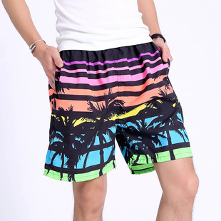 Summer beach pants men's loose shorts twill coconut flower casual shorts men's plus size surfing big pants