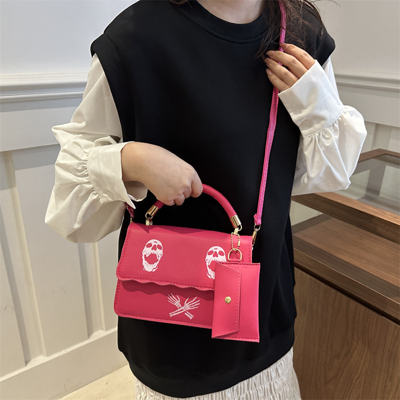 Textura bolso pequeño portátil bolso femenino nuevo bolso de hombro impreso de moda de moda bolso cuadrado pequeño de mensajero de un solo hombro de color de contraste moda