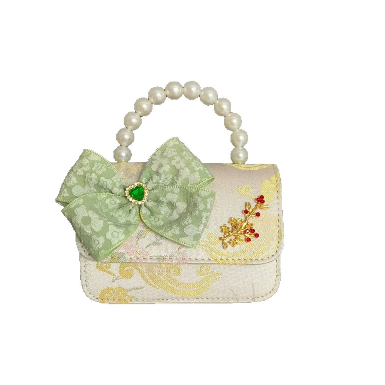Bolso infantil nuevo bolso de hombro de niñas lindos bolsos de perlas de princesa arco de mariposa estilo nacional bolso de mochila pequeña bolsa