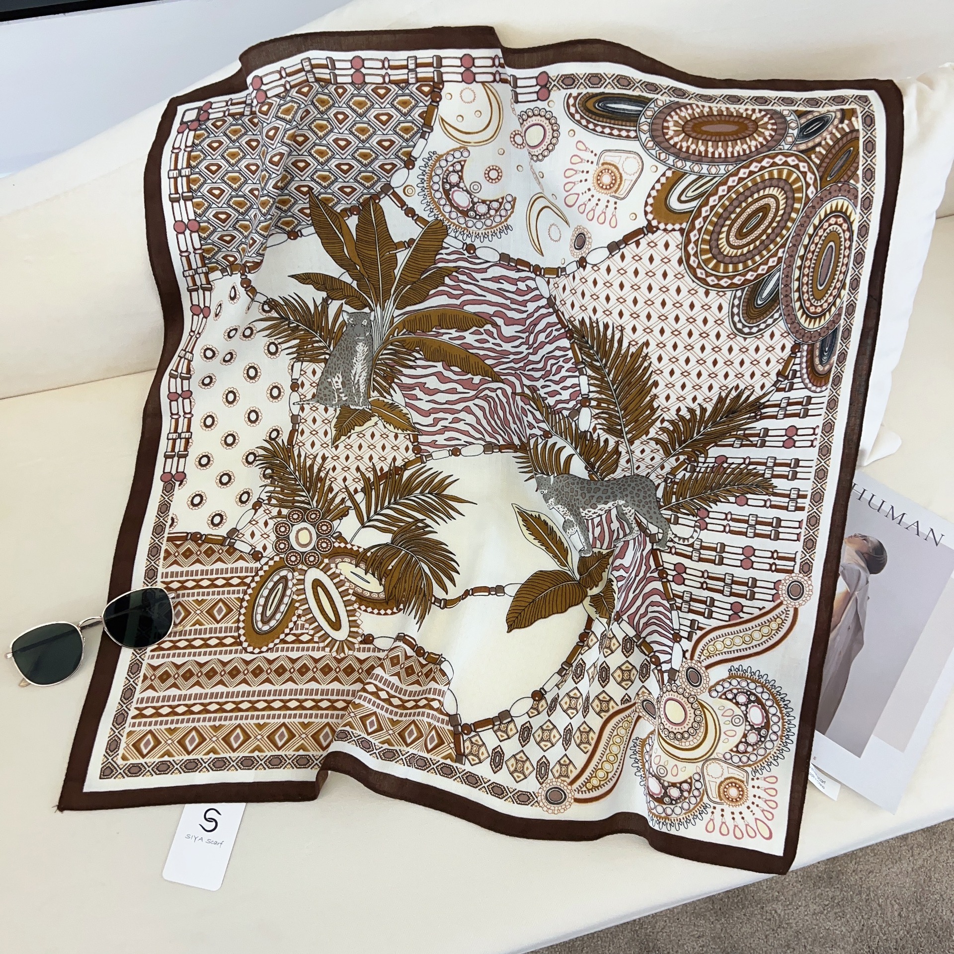 Algodón coreano suave impresión de herringbone bufandas de cuello de seda de estilo exterior bufandas decorativas bufandas de camisa bufandas