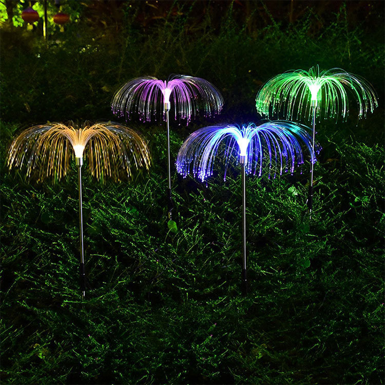 Solarleuchten für den Außenbereich, Glasfaserleuchten, farbenfrohe Farbverlauf-Solar-Rasenlichterkette, Dekoration, Atmosphäre, Solar-Gartenleuchten_voghion.com