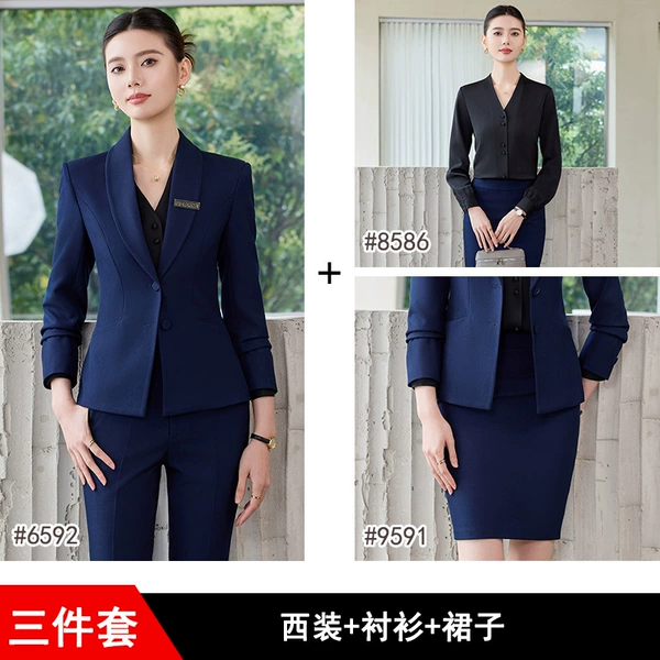 Dark blue classic suit jacket, shirt