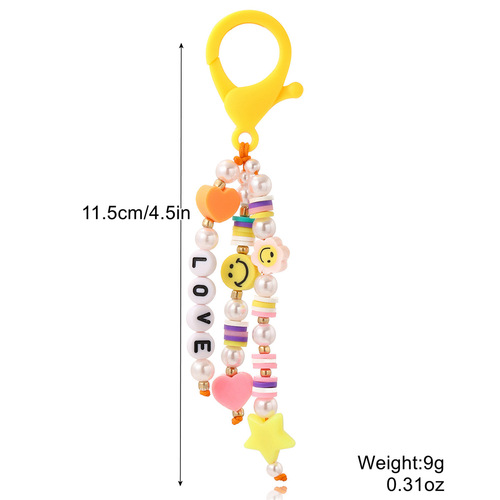 Cross-border best-selling keychain pendant smiling LOVE letter bead decoration for sisters-in-law and couples, cute backpack accessory
