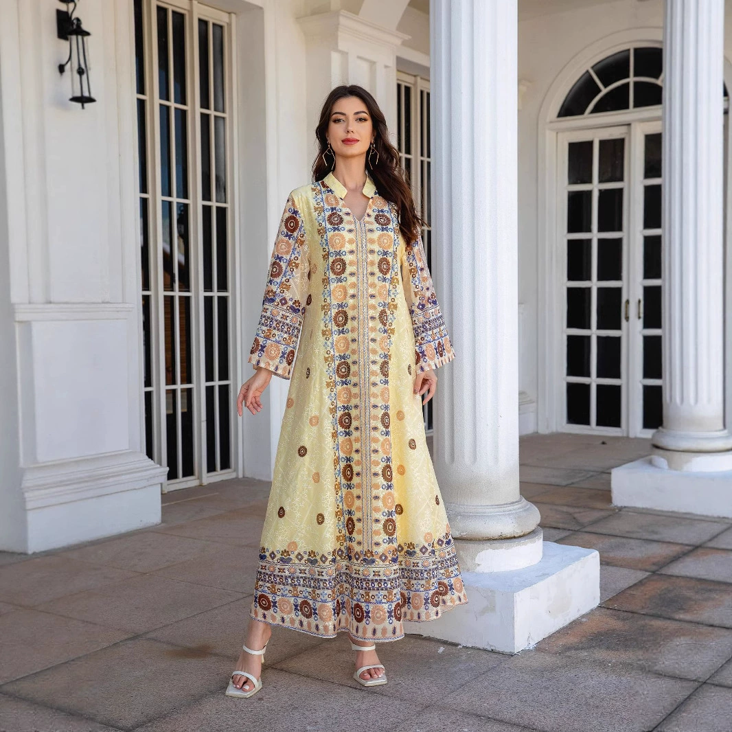 Хит продаж: мусульманское платье-абайя из шифона с принтом, восточный стиль, Саудовская Аравия