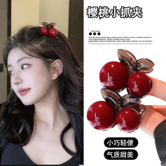 樱桃小抓夹羊毛卷发饰碎发夹女2025新款高端半扎后脑勺刘海夹侧边
