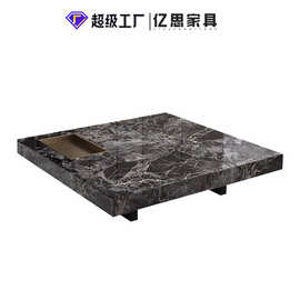 悬浮式岩板茶几意式极简大户型别墅家用方形威尼斯奢石茶台组合