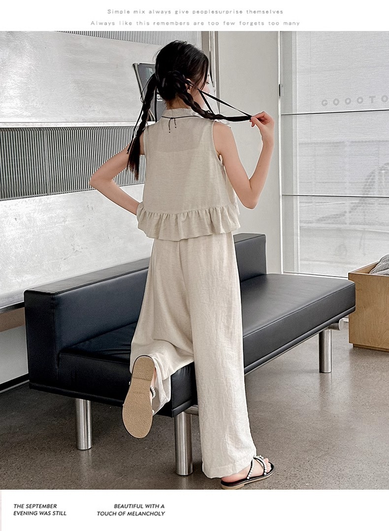 Mädchen Sommer Set Im Chinesischen Stil Weste Und Weite Hose_voghion.com