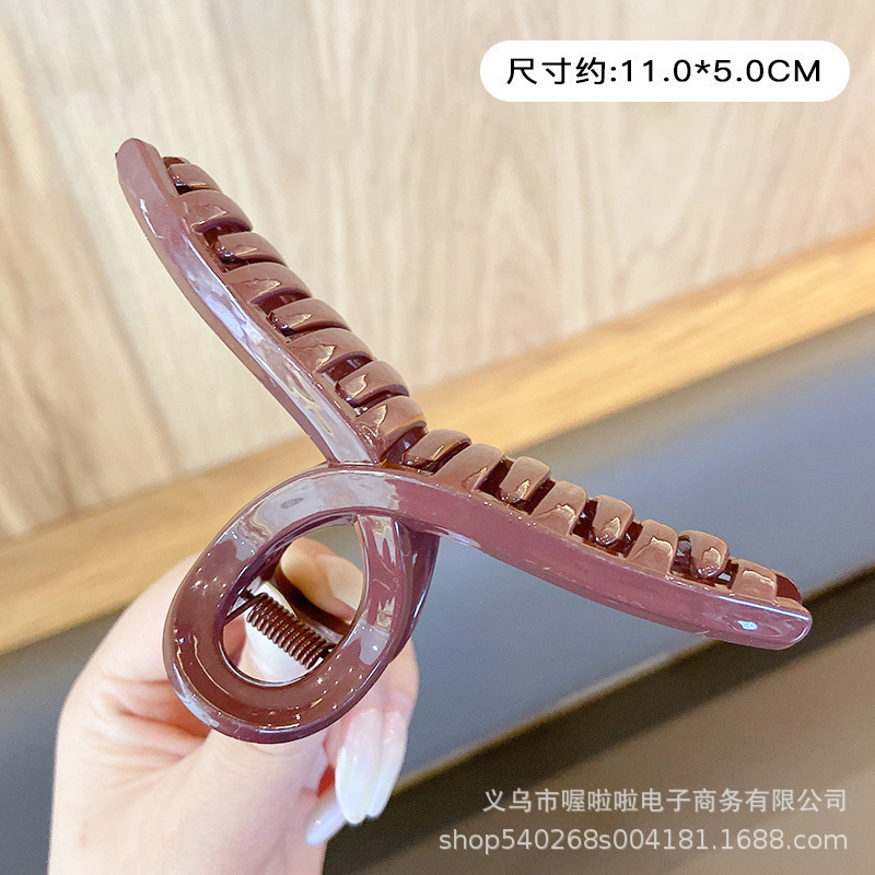 韩式大号鲨鱼夹夏季新款女发饰奶咖色后脑勺发卡抓夹批发|undefined