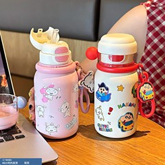 新款蜡笔小新保温杯女生高颜值吸管杯316不锈钢学生上学专用便携