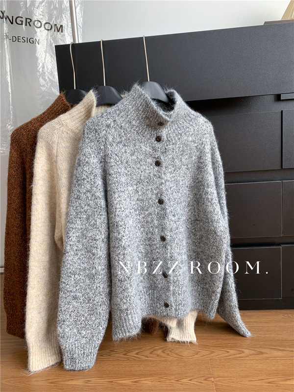 8% Wool Soft Waxy Turtleneck Sweater Jacket Women's Lazy Loose Single-Breasted Knitted Cardigan Top 2025 Autumn and Winter