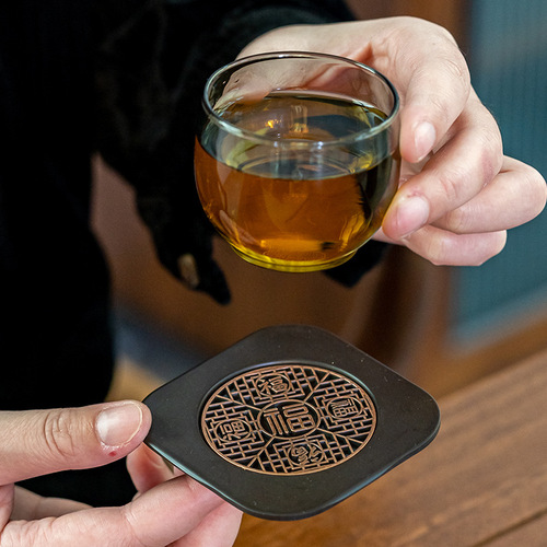 Minzheng Electric Wood Enamel Colored Tea Mat Cup Mat Tea Cup Mat Tea Ceremony Gongfu Tea Cup Saucer Tea Saucer Creative Tea Accessories