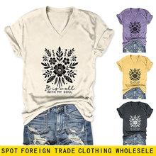 亚马逊wish复古气质优雅女士V领it is well with my soul短袖T恤